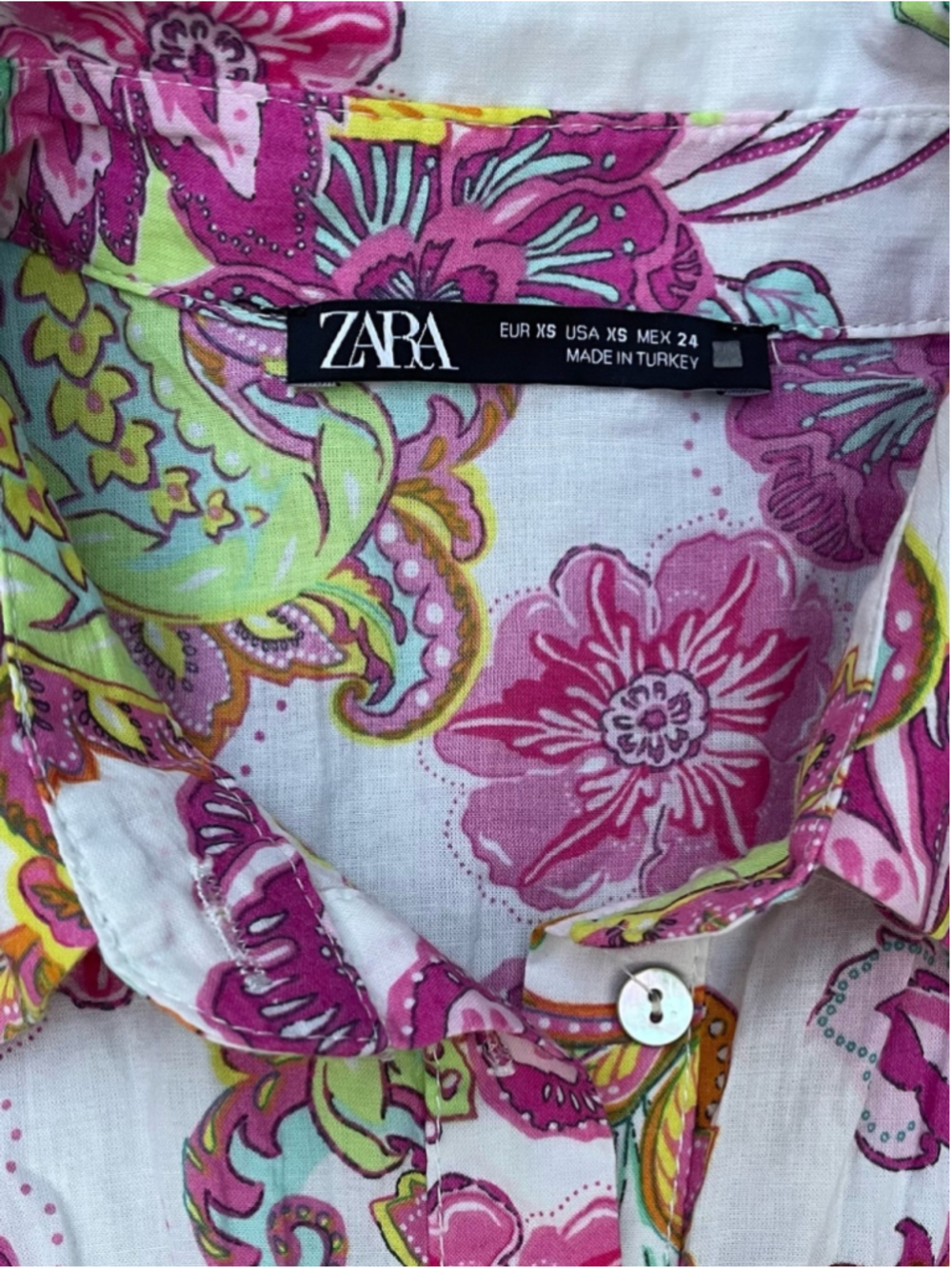 Zara Floral Print Belted Shirt Dress Pink, Green, Yellow bloggers favourite - Picture 6 of 9